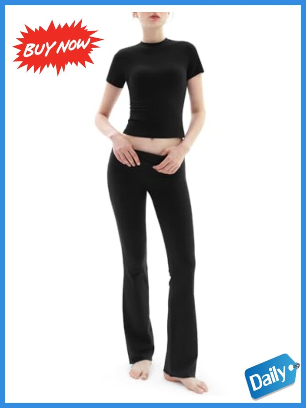 Women's 2 Piece Lounge Set Short Sleeve Top Fold-Over Flare Pants
